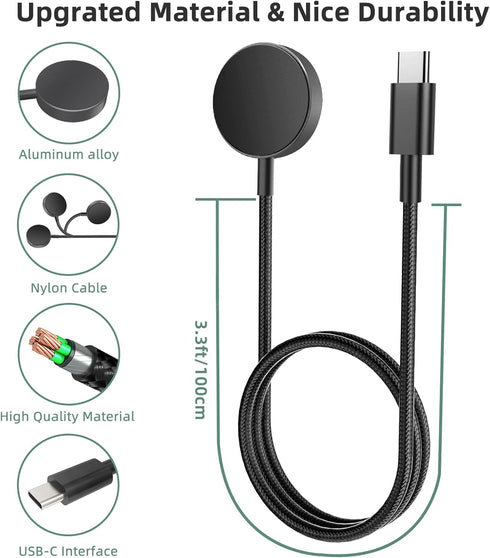 Charger for Samsung Galaxy Watch 6/6 Classic/5/5 Pro/4/4 Classic/3/Active 2 (USB-C)-Upgrade Metal Case Nylon Cable Galaxy Watch Wireless Charger...