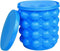 (2 in 1) Ice Cube Maker, Round,Portable .Silicone ice Bucket and ice Mold with lid, Portable Silicon Ice Cube Maker(Blue)...