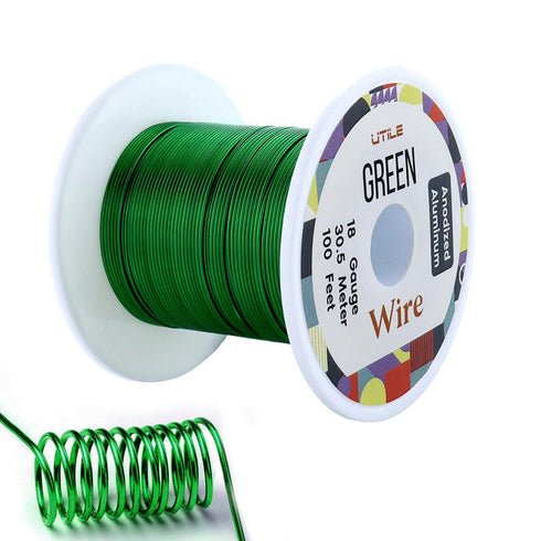 UTILE Armature Aluminum Wire 100 ft 18 Gauge 1.2 mm Anodized Craft Bendable Wire – Sculpting Metal Green Wire for Bonsai Trees, Clay, Crafts, Plan...