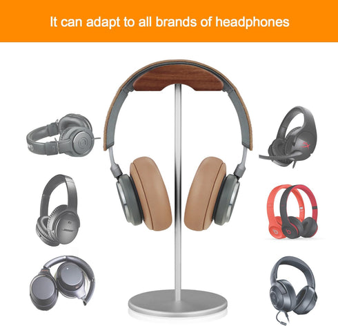 Micool Headphone Stand, Aluminium and Wood Gaming Headset Stand Holder for All Size Headphones with Stable Heavy Base, Headphone Holder for Desk...