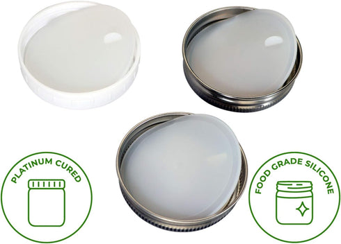 Leak Proof Platinum Silicone Sealing Lid Inserts/Liners for Mason Jars (10 Pack, Regular Mouth)...