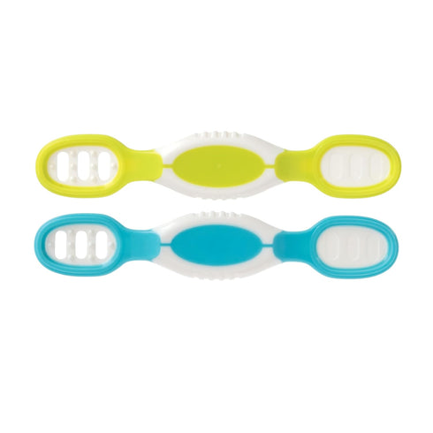 Nuby Dip & Scoop Spoons - (2-Pack) Baby Led Weaning Spoons for Babies - 6+ Months - Aqua and Yellow...