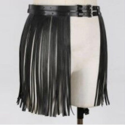 Women Leather Tassel Waist Belt,Women Punk Waist Belt Tassel Fringe Skirt Belt,Wide Tassel Waist Belt for Women,Fringe Dress Belt,Vintage PU Leath...