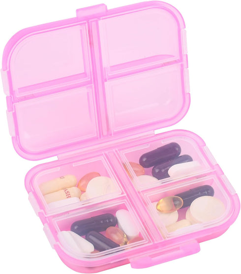 Travel Pill Organizer Small 8 Grid Compartments Pill Holder Box - Portable Medicine Container Case - Daily Weekly Medication Organizer...