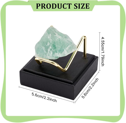 FINGERINSPIRE Stone Display Stand with Black PU Leather Base 2.2x2.2x1.7 inch Gold Metal Arm Display Stand Mineral Specimens Display Easel Holders...