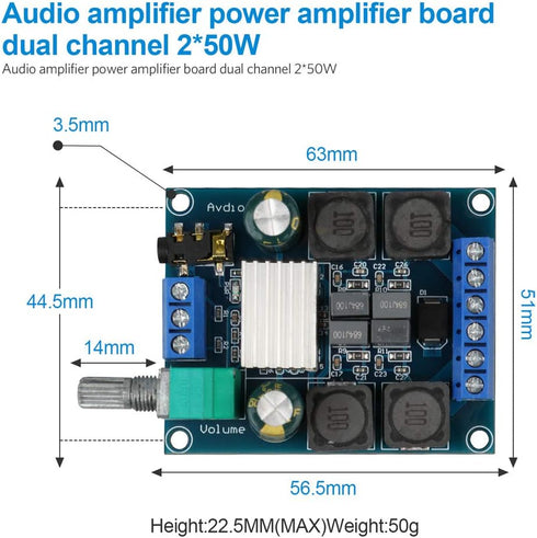 2Pcs Digital Amplifier Board,TPA3116D2 Dual Channel Audio Stereo AMP High Power Digital Subwoofer Power Amplifier Board 2x50W 5V 12V 24V for Store...