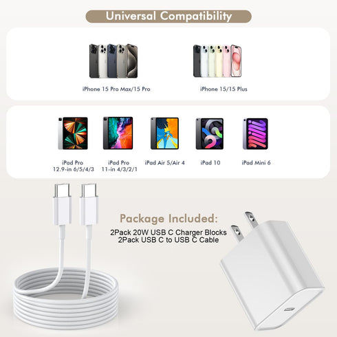 iPhone 15 Charger Fast Charging, 20W USB C iPhone 15 Pro Max Charger Block with 10ft Long USB C Charging Cable Cord for iPhone 15/15 Pro/15 Pro Ma...