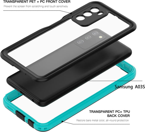 Hllhunkhe for Samsung Galaxy A03S Waterproof Case with Built-in Screen Protector - Rugged Full Body Underwater Dustproof Shockproof Drop Proof Pro...
