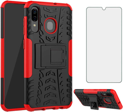 Asuwish Phone Case for Samsung Galaxy A20 A30 with Tempered Glass Screen Protector and Slim Stand Hybrid Heavy Duty Rugged Protective Cell Cover M...