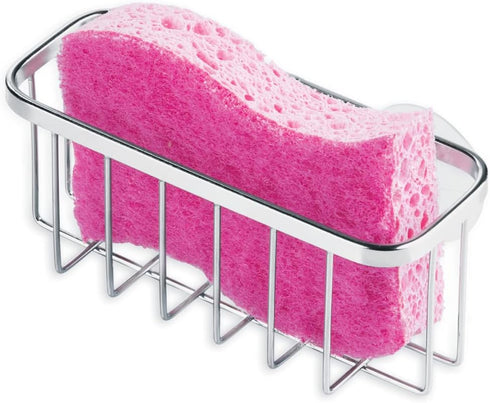 iDesign Gia Stainless Steel Dish Sponge Holder Basket with Suction Cups, Ideal for Kitchen Sinks and Bathroom Organization, 2.25"D x 2.5"W x 5.75"...