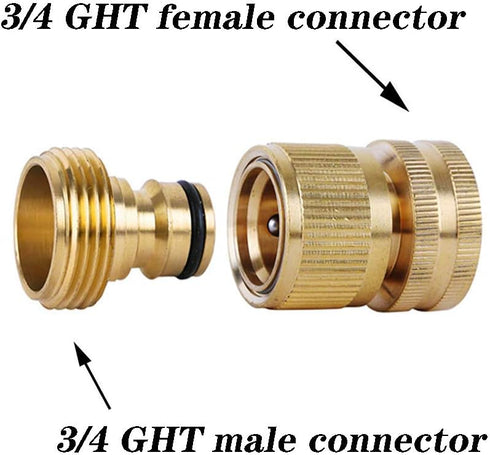 Garden Hose Quick Connectors, Solid Brass 3/4 inch GHT Thread Easy Connect Fittings No-Leak Water Hose Male Female Value Pack (3)...