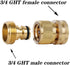 Garden Hose Quick Connectors, Solid Brass 3/4 inch GHT Thread Easy Connect Fittings No-Leak Water Hose Male Female Value Pack (3)...