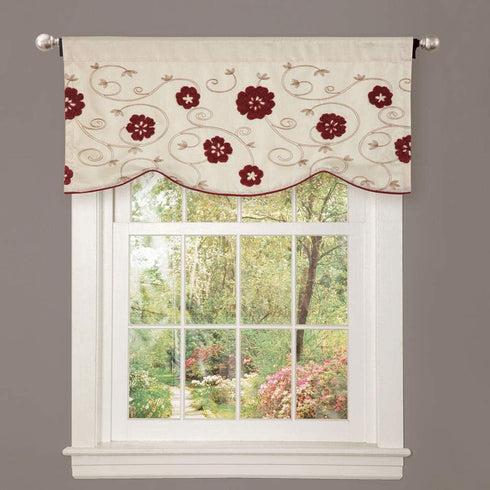 Lush Decor Royal Embrace Valance Floral Window Kitchen Curtain (Single), 18” x 42”, Blue...