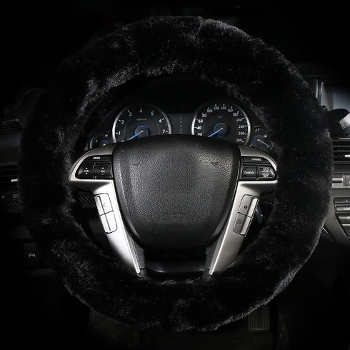 Cxtiy Warm Steering Wheel Cover with Handbrake Cover & Gear Shift Cover, Soft Fazzy Steering Wheel Wrap Faux Wool Fluffy for Winter 3 Pcs1 Set Fit...