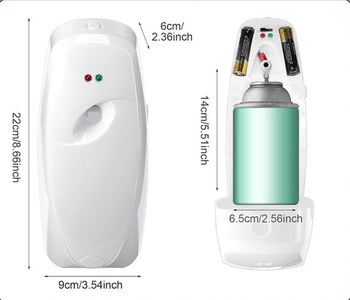 Automatic Air Freshener Spray Dispenser for Bathroom Restaurant Wall Mounted or Free Standing, White...