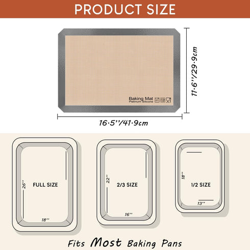 Silicone Baking Mat, Sopito Non Stick, Food Safe Platinum Silicone Cookie Baking Liners, Reusable 16.5'' x 11.6'' Oven Liners Sheet, 2 PCS-Grey...