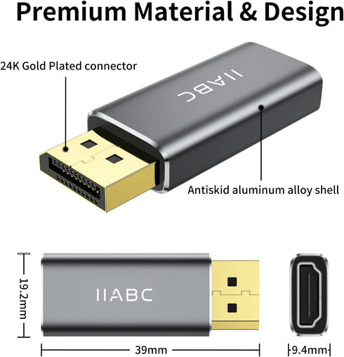 Displayport to HDMI Adapter 4K 24K Gold Plated Displayport DP to HDMI Female Converter?Uni-Directional Display Port to HDMI Converter Compatible f...