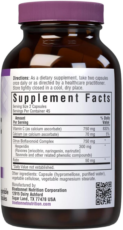 Bluebonnet Nutrition Mega Bio-C Formula Vegetable Capsules, High Potency Buffered Vitamin C, for Immune Health, Soy Free, Gluten Free, Non-GMO, Ko...