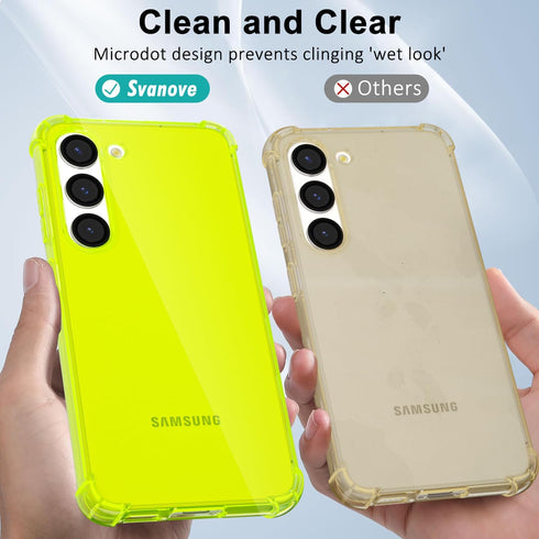 for Samsung Galaxy S23 Case Clear, Neon Bright Vibrant Color, Transparent Jelly Protective Silicone Phone Case for Women Girly Cute, Thin Slim Sof...