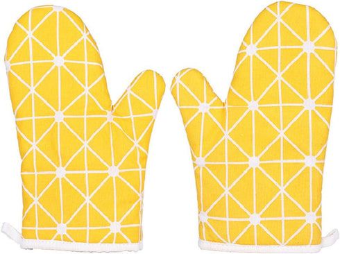 Oven Mitts, 2 Pack 10.6" X 6.7" Cotton Oven Mitt Pot Holders, Non-Slip 392°F Heat Resistant Oven Mits Kitchen Gloves Potholders for Cooking Baking...