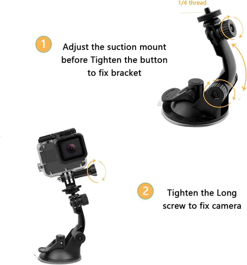 Suction Cup Mount Compatible with Gopro Hero 13 12 11 10 9 8/AKASO EK7000/Brave 4/Brave 7/V50X/Insta360 x5 x4/ODDV/DJI Osmo Action 5 Pro/Apexcam/I...