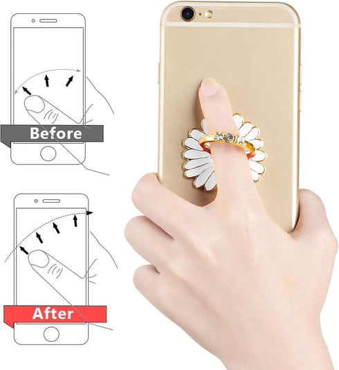 3-Pack Phone Ring Holder 360 Rotation Glitter Bling Bling Finger Bracket Stand Grip Kickstand for Smartphones,Tablets,Pads (Daisy Pink/White/Green...