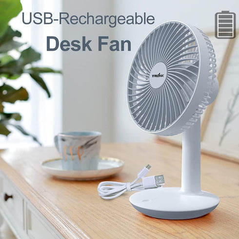 6-Inch Rechargeable Small Desk Fan, Portable Battery-Operated Table Electric Fan with 4 Speed Levels, Personal Mini Fan for Home Bed Study Room Be...
