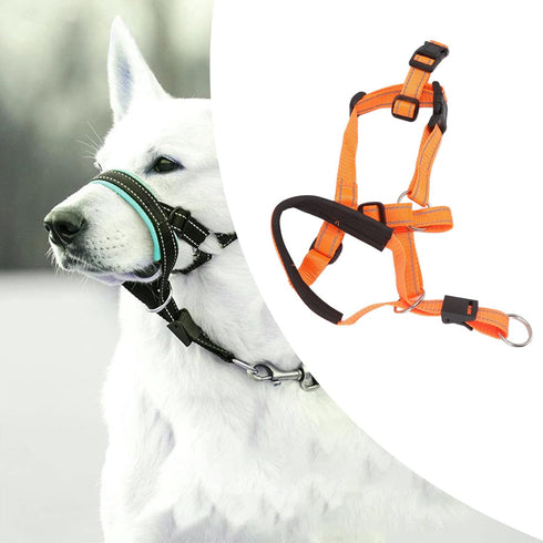 Dog Head Collar Dog Head Halter Collars Headcollars with Safety Strap, Pet Headcollar Stops Pets from Pulling for Outdoor Walk (L)...