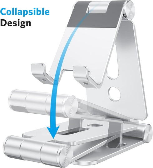 OMOTON Foldable Cell Phone Stand, C4 Portable Aluminum Phone Holder, Adjustable Phone Dock Cradle Compatible with iPhone 14/13/12/11 Pro Max, Sams...
