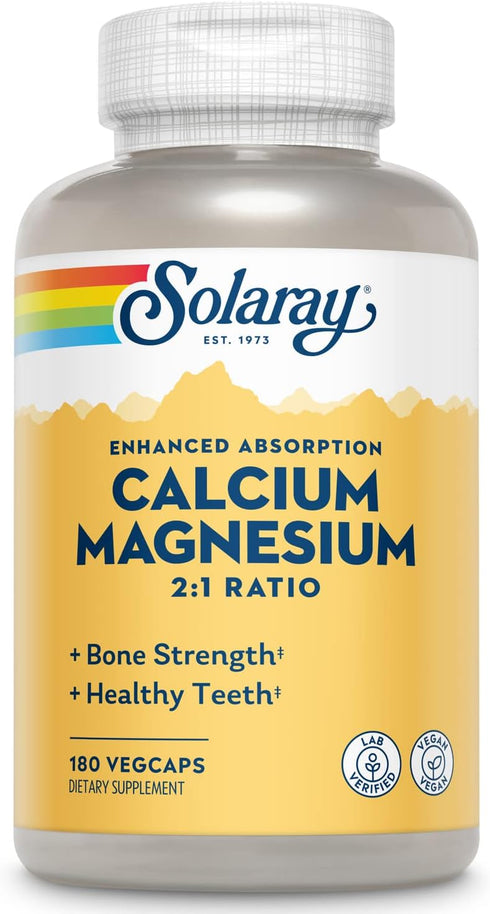 Solaray Calcium and Magnesium AAC Capsules, 180 Count (Packaging may vary)...