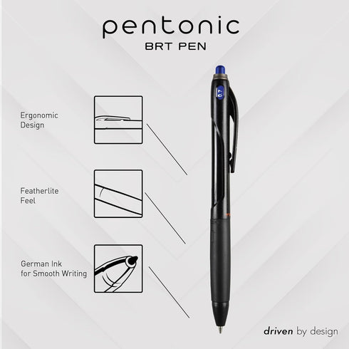 Pentonic BR-T Retractable Ballpoint Pens, 18 Count, Blue Ink, 0.7 mm Fine Point, Smooth Writing For Journaling, Office & School (PEN12125)...