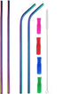 Colorful Stainless Steel Straws, 4pcs Ultra Long 12" Reusable Rainbow Color Drinking Straws with Silicone Tips and Cleaning Brush...