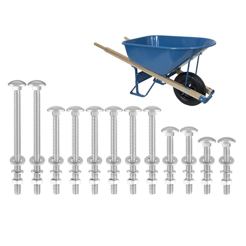 Wheelbarrow Handles Replacement Kit for 5/16 Stainless Nuts and Bolts 4", 3", 2-1/2" and 1" Wheelbarrow Parts, Wheel Barrow Handles - 12-Pack...