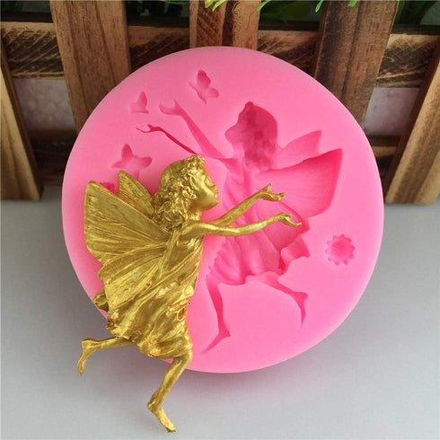 3Pcs/Set Flower Fairy Fondant Mold Angel with Wings Silicone Mold for Cupcake Cake Topper Decorating, Polymer Clay, Crafting, Resin Epoxy, Jewelry...