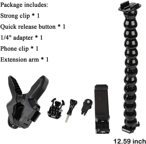 Jaws Flex Clamp Smartphone Mount with Adjustable Gooseneck?13 Sections? Compatible with iPhone Samsung,and GoPro Hero 9,8,7,6,5,4, 3+, 2, 1, DJI O...