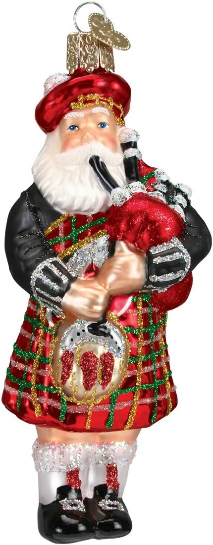 Old World Christmas Ornaments: Assortment of Santas Glass Blown Ornaments for Christmas Tree, Highland Santa...