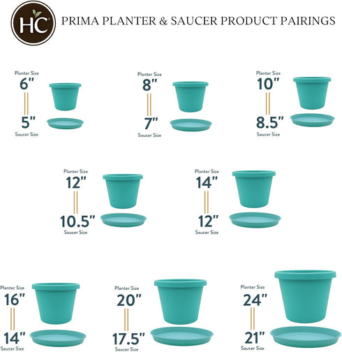 The HC Companies 12 Inch Round Prima Planter - Plastic Plant Pot with Rolled Rim for Indoor Outdoor Plants Flowers Herbs, Dusty Teal...