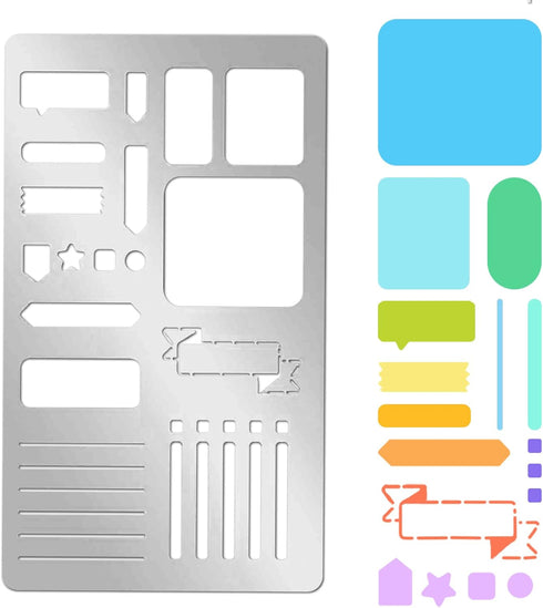 Bookmark Metal Journal Stencil 4X7" Stainless Steel Painting Stencils Kit Metal Frame Drawing Stencil Templates for DIY Engraving Painting Scrapbo...