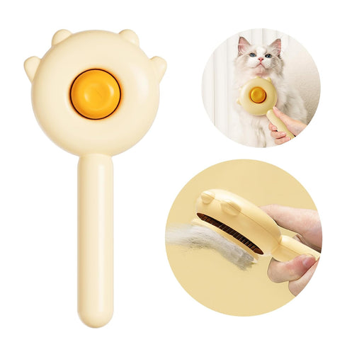 Paw Cat Brush with Release Button, Self Cleaning Cat Brush for Shedding, Cat Hair Brush for Grooming Long and Short Haired Cats Dogs (Yellow)...