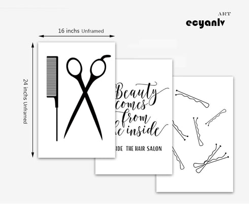 Hair Salon Wall Art Beauty Salon Pictures Wall Decor Fashion Canvas Art Beauty Shop Wall Art Modern Prints Vanity Wall Painting for Beauty Room Po...