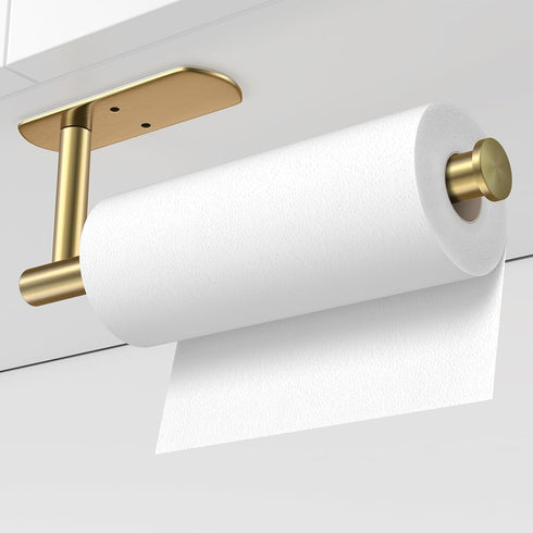 VAEHOLD Self Adhesive Paper Towel Holder Under Cabinet Mount, Wall Mounted Paper Towel Roll Holder for Kitchen, Bathroom, Wall - SUS304 Stainless ...
