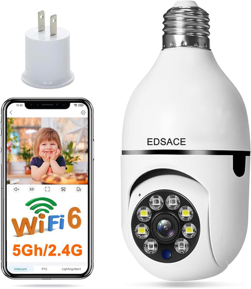 5G Light Bulb Security Camera Wifi Dual Band ,360 degree 1080P Security Camera, Wireless Indoor Camera Full Color,Smart Dome Camera with Auto Trac...