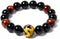 Men's 12mm Tiger Eye Agate Bead Bracelet (Golden Color) Dragon King Pattern Stretch Bracelet Length: 7.6"...