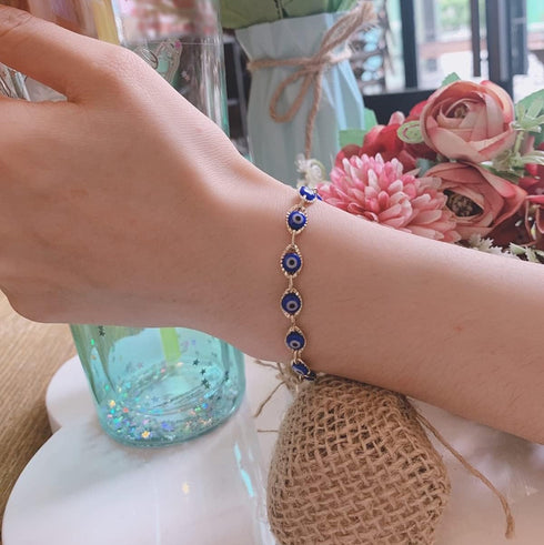 Evil Eye Bracelet for Women Blue Eye Anklet Link Chain Bracelets 14K Gold Adjustable Charm Jewelry Gift for Women...