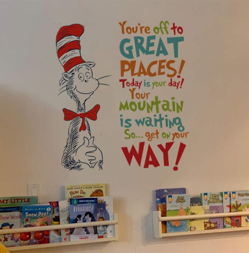 Decalplanet Dr Seuss Inspirational Quotes Wall Stickers Kids Wall Decal Saying Classroom Reading Room Baby Nursery Wall Decor...