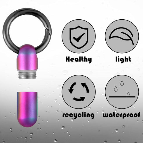 2 Pieces Keychain Pill Holder Tiny Keychain Pill Case Titanium Keychain Medication Pill Holder Waterproof Pill Container Portable Titanium Pill Ca...