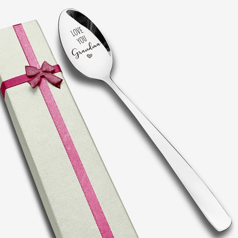 Love You Grandma Spoon Engraved Stainless Steel Funny, Nana Gifts from Grandkids, Coffee Lovers Teaspoon Gifts for Grandma Birthday Mother's Day C...
