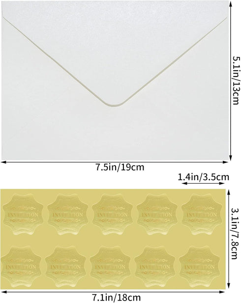 50pcs A7 Pearl Envelopes Wedding Envelopes, Perfect for 5 x 7 inch Wedding Invitation Cards Graduation Birthday Greeting Cards Thank You Cards Pea...