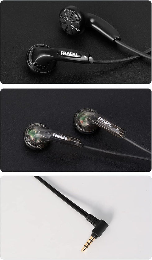 FAAEAL Iris Ancestor in-Ear Earphones, Super Bass 3.5mm Wired Headphones, Earbuds Without/with HD Microphone, Balanced Sound 32ohm Flat Head Earbu...