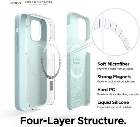 elago Magnetic Silicone Case Compatible with iPhone 12 Pro Max (6.7 inch) - Built-in MagSafe Magnets, Compatible with MagSafe Accessories Mint...